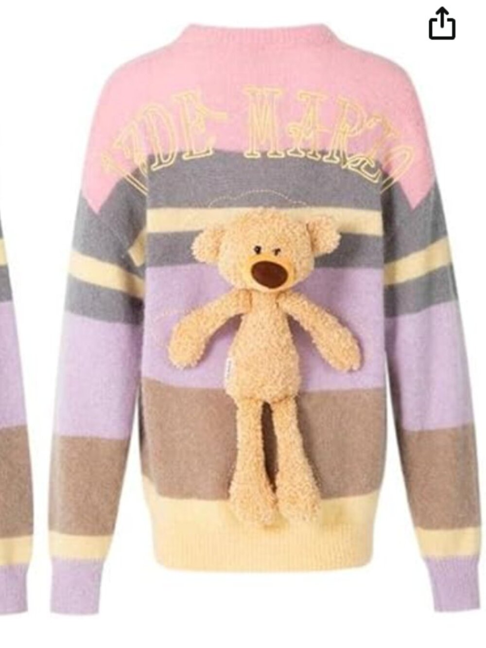 13DE MARZO Stripe x Smiley Teddy Bear Sweater. Size S with Smiley Teddy Bear